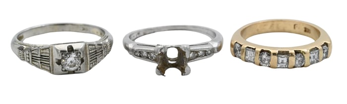 Three Gold and Platinum Rings