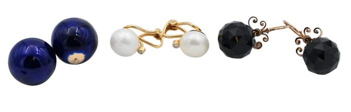 Three Pairs of 14K Gold Earrings