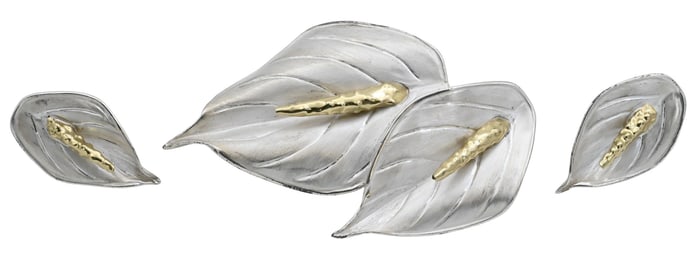 Gabriel Sterling Silver and 18K Gold Calla Lily Brooch and Earring Set