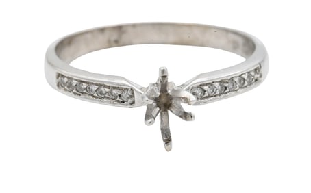 14K White Gold and Diamond Engagement Ring Setting