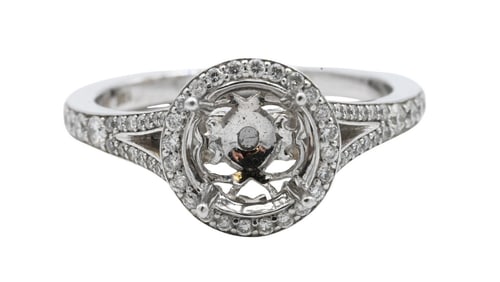 18K White Gold and Diamond Engagement Ring Setting