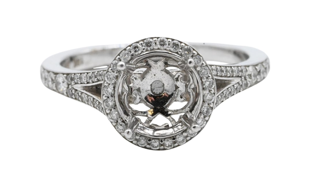 18K White Gold and Diamond Engagement Ring Setting (1 of 3)