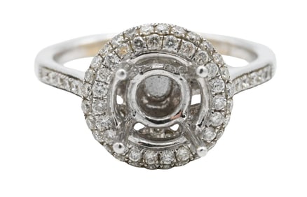 18K White Gold and Diamond Engagement Ring Setting
