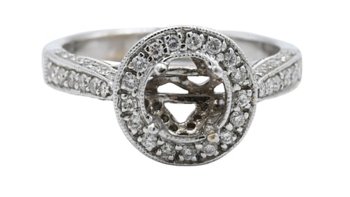 18K White Gold and Diamond Engagement Ring Setting