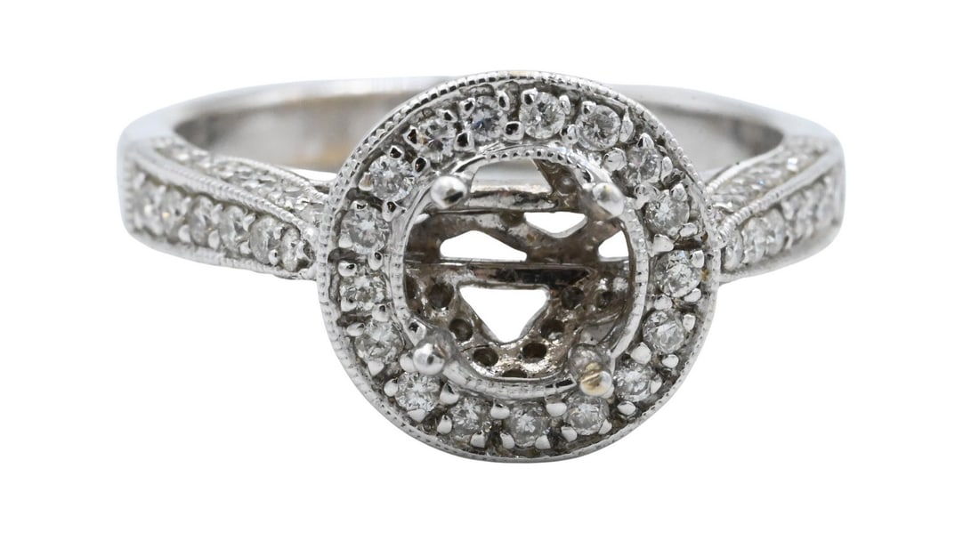 18K White Gold and Diamond Engagement Ring Setting (1 of 3)