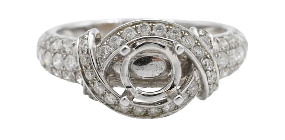 18K White Gold and Diamond Engagement Ring Setting