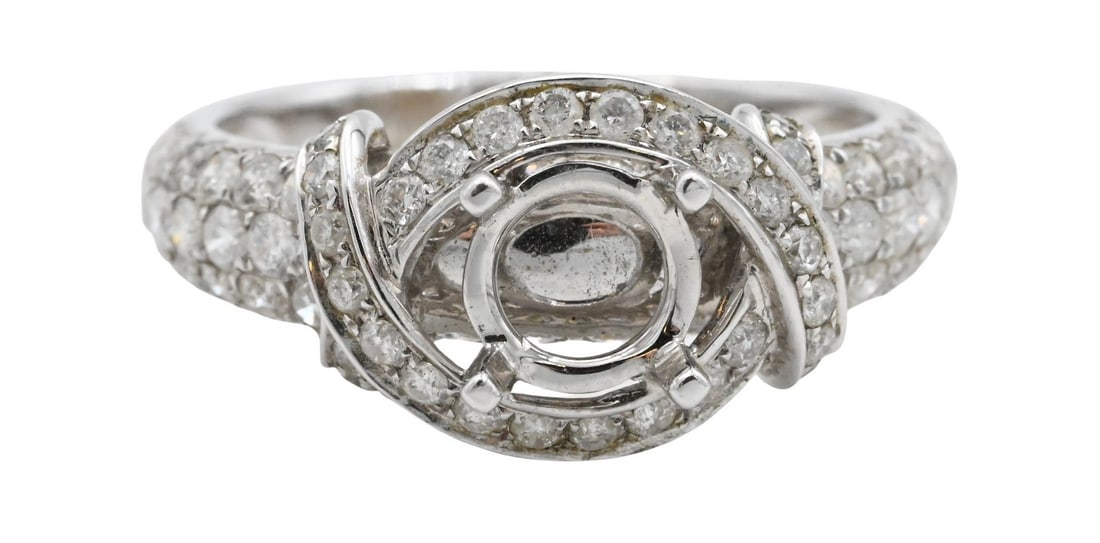 18K White Gold and Diamond Engagement Ring Setting (1 of 3)