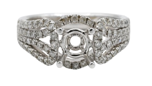 18K White Gold and Diamond Engagement Ring Setting