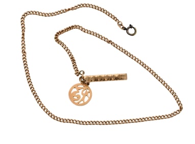 14K Yellow Gold Watch Chain with Monogram Fob