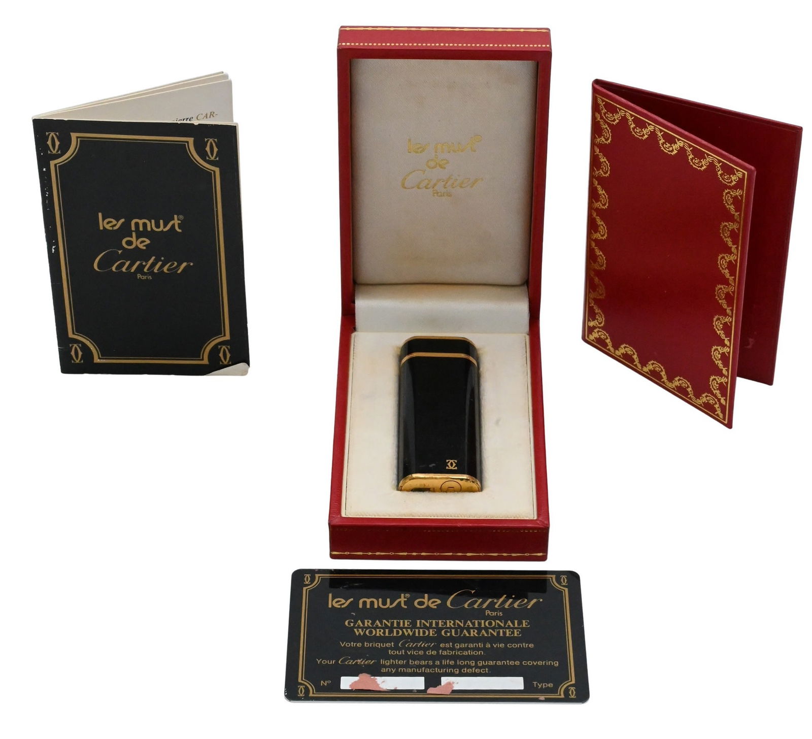 Cartier "Les Must de Cartier" Black and Gold Lighter (1 of 6)