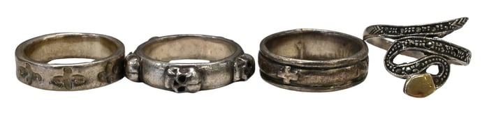 Four Sterling Silver Rings Attributed to Loree Rodkin
