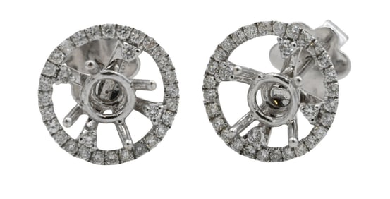 Pair of 18K White Gold and Diamond Earrings