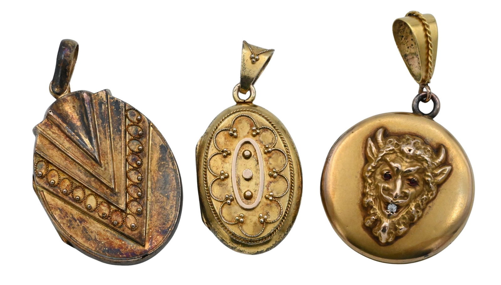 Three 14K Yellow Gold Lockets / Pendants (1 of 4)