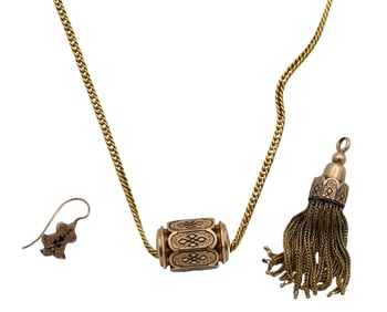 Three Piece Enamel Victorian 14K Gold Group