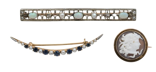 Three Antique Gold Pins