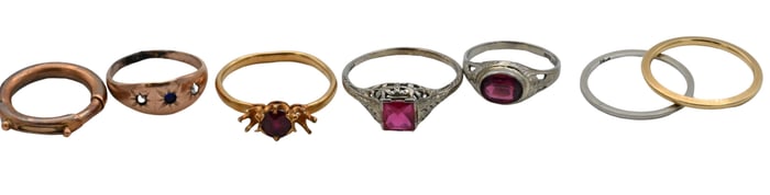 Group of Six Gold Rings