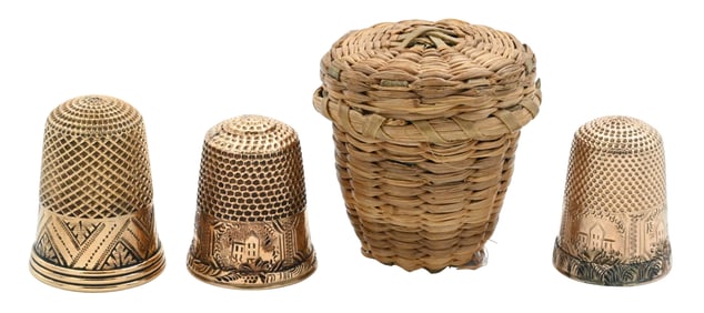 Three 14K Yellow Gold Thimbles