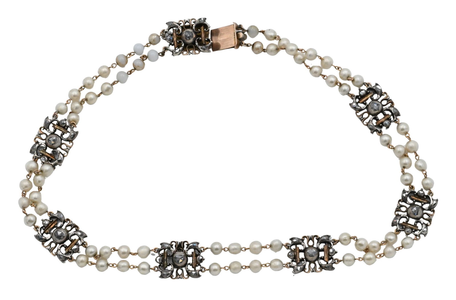 14K Victorian Gold Diamond and Pearl Necklace (1 of 5)