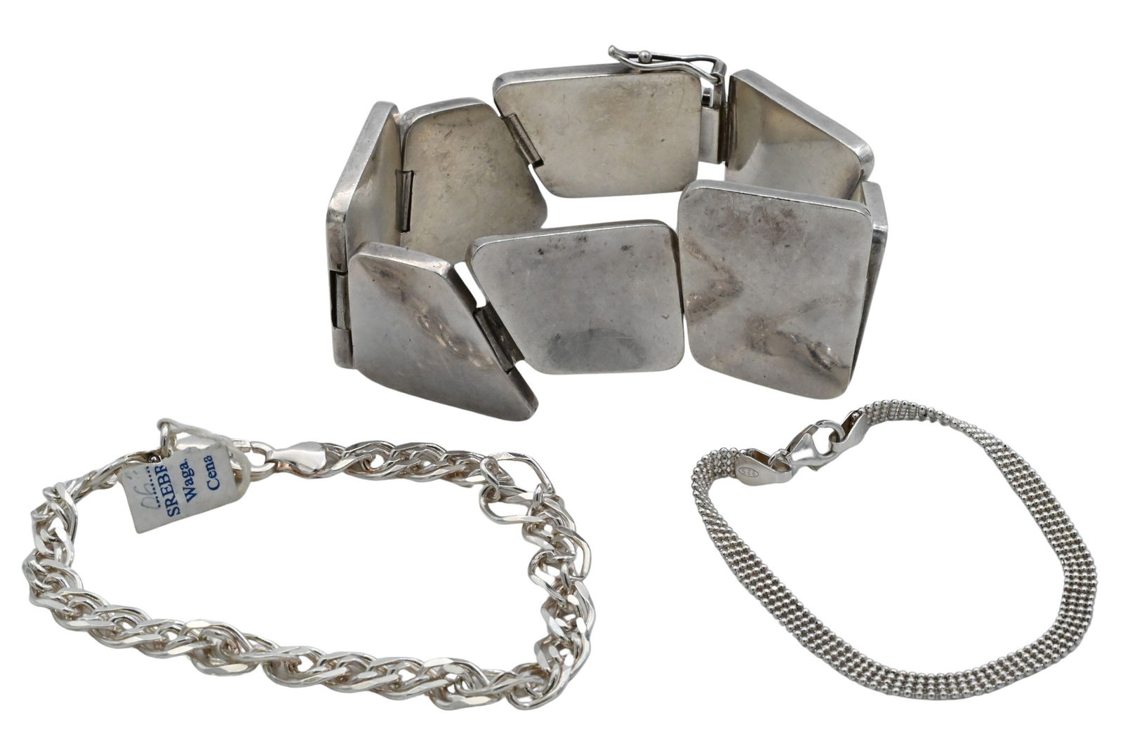 Group of Three Sterling Silver Bracelets (1 of 5)