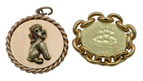 Pair of 14K Gold Pendants