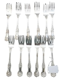 12 Gorham Sterling Silver Salad Forks in King George Pattern