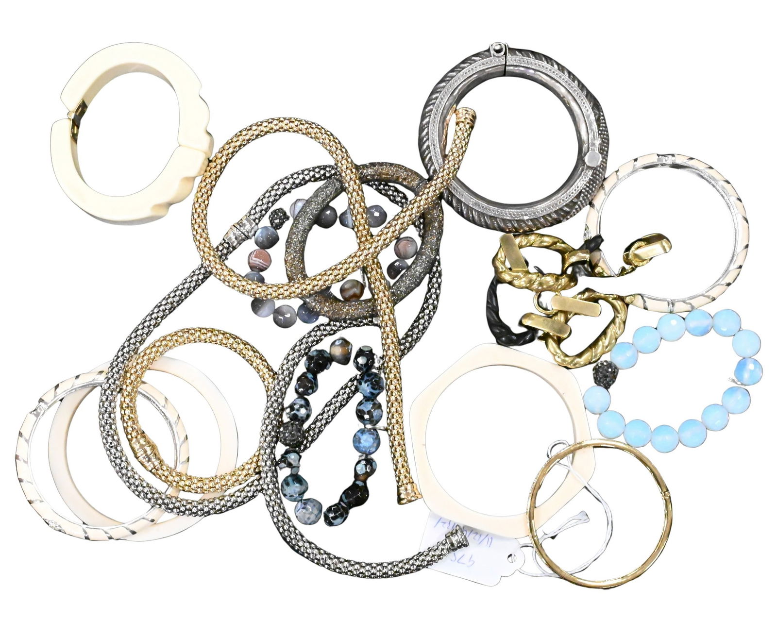 Group of Sterling Silver and Designer Costume Bracelets and Necklaces: Group of Sterling Silver and Designer Costume Bracelets and Necklaces Including examples marked Sigi Taxco, Mariana, Carolee, Brighton, and Sterling Wega, Cuba, together with various silver-plated, gi