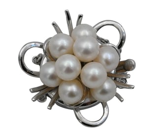 Sterling Silver and Cultured Pearl Brooch/Pendant