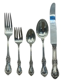 International Silver Sterling Silver Flatware Set for Six in Wild Rose Pattern