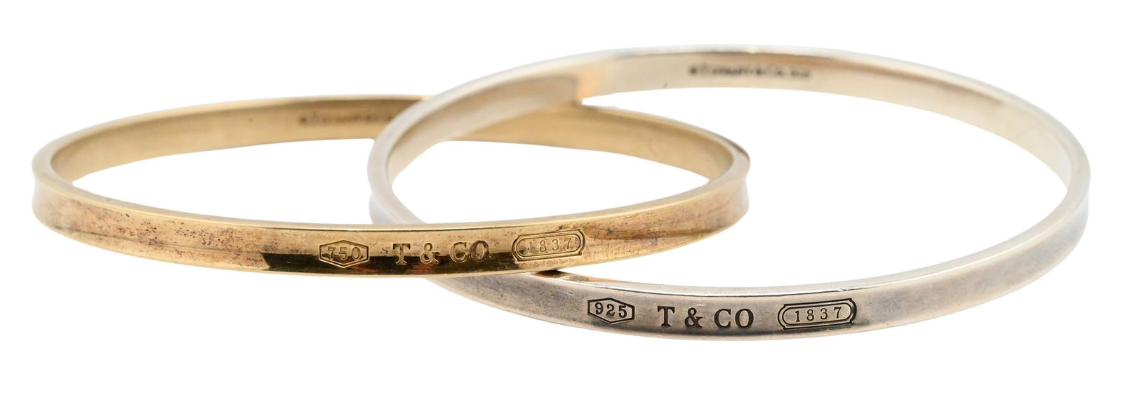 Tiffany & Co. 18K Gold and Sterling Silver ‘1837’ Interlocking Bangles