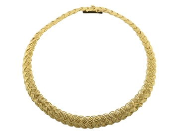 18K Yellow Gold Necklace of Rope-twist Braided Design