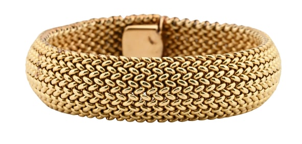 14K Yellow Gold Mesh / Rice Link Bracelet