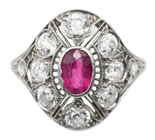 Ruby and Diamond Ring in Platinum 950