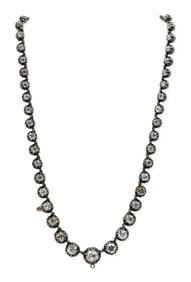 Silver-topped Gold and Diamond Rivière Necklace
