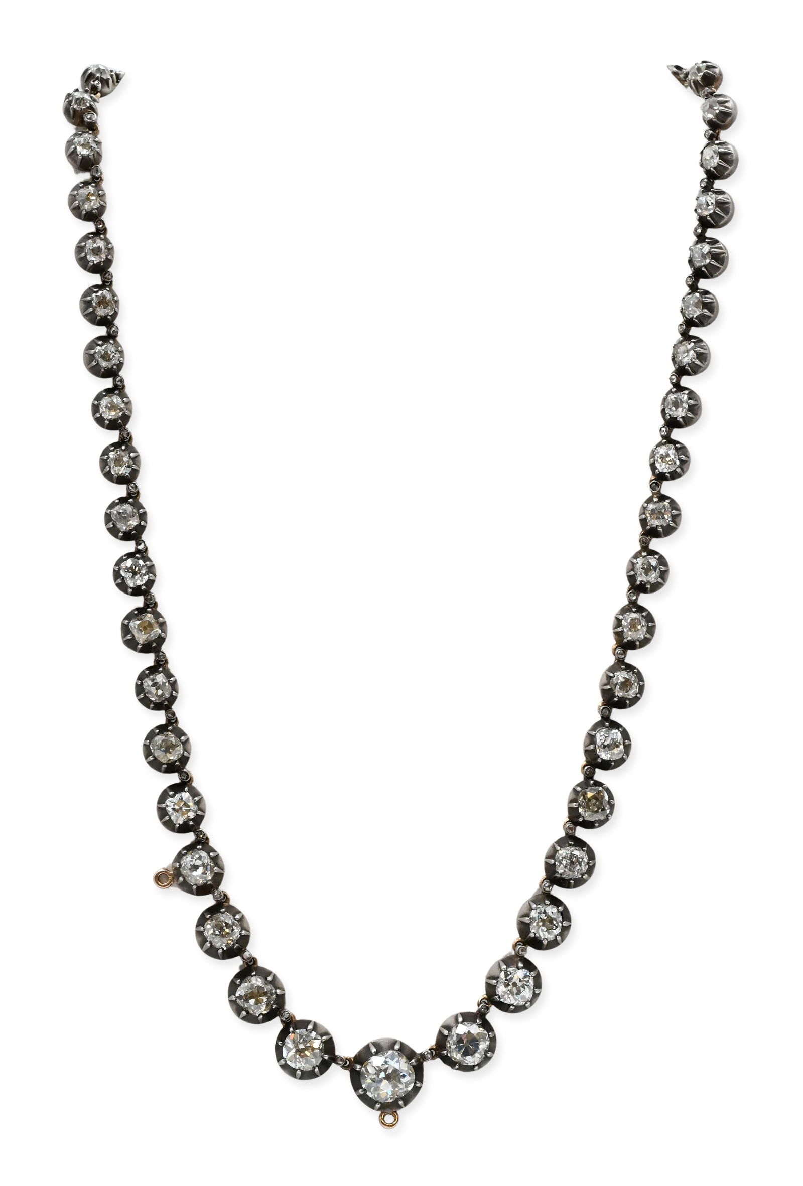 Silver-topped Gold and Diamond Rivière Necklace (1 of 5)