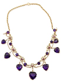 14K Yellow Gold Amethyst and Pearl Necklace