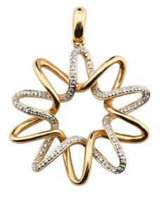 14K Yellow Gold and Diamond Pendant