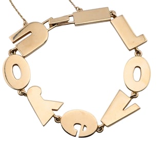 14K Yellow Gold "Love You" Bracelet in the Manner of Verdura