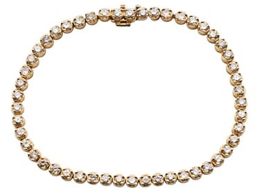 14K Yellow Gold Diamond Tennis Bracelet