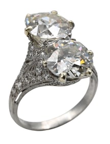 Vintage Platinum Ring Set with Two Diamonds