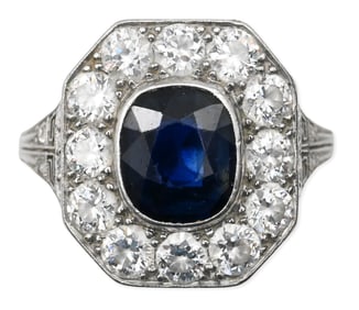 Marcus Platinum Sapphire and Diamond Ring