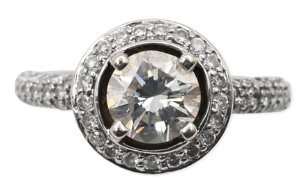14K White Gold and Natural Diamond Engagement Ring
