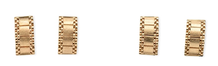 Two Pairs of 14K Yellow Gold Earrings of Similar Link Design