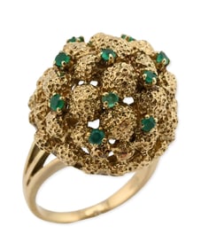 14K Yellow Gold and Emerald Dome Ring
