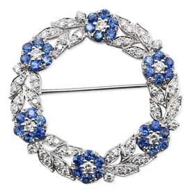 Attributed to Oscar Heyman & Brothers Platinum Floral Wreath Brooch
