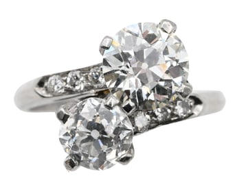 Vintage Platinum Ring Set with 1.06 Ct. and 1.56 Ct. Diamonds