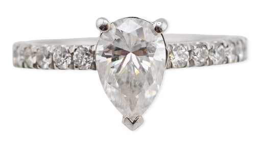 14K White Gold and Natural Diamond Engagement Ring