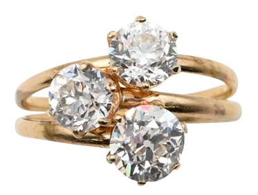 Tiffany & Co Gold Natural Three-Diamond Ring