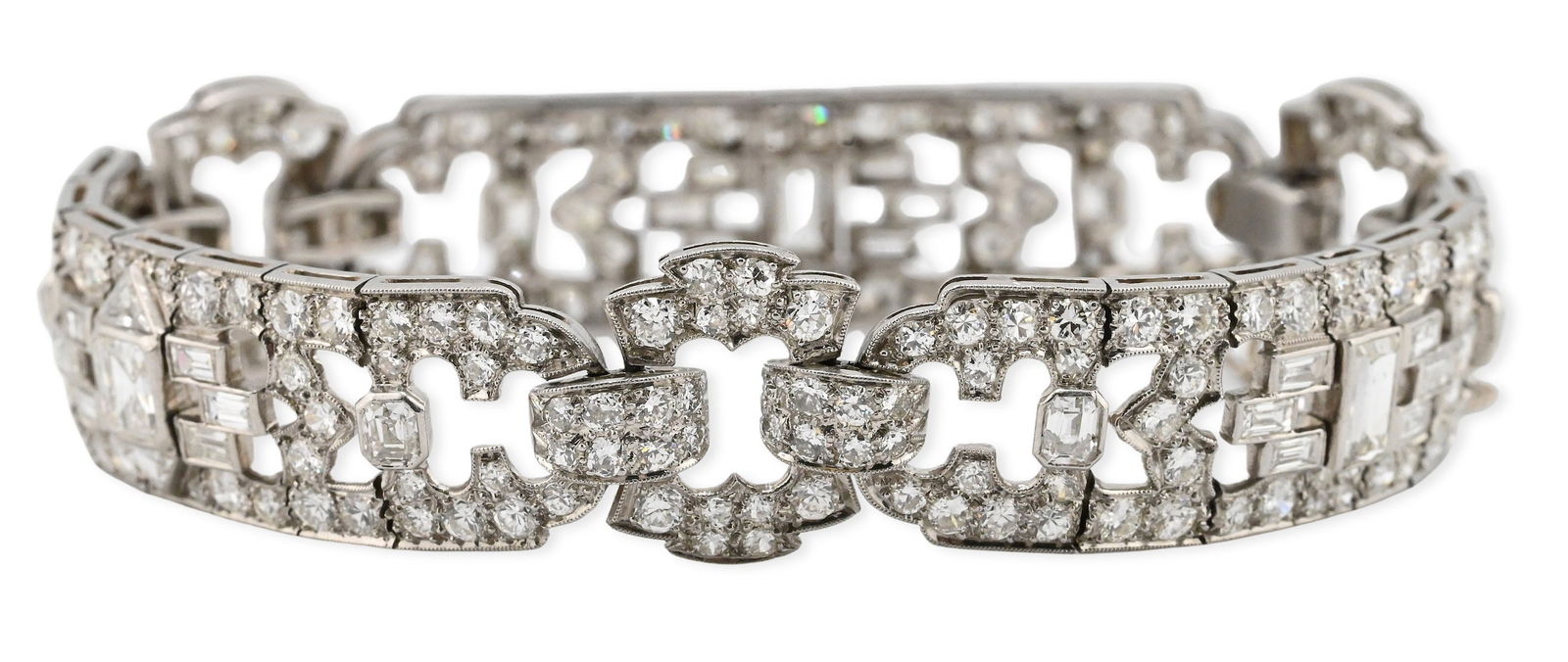 Platinum Art Deco Bracelet of Openwork Geometric Design (1 of 7)