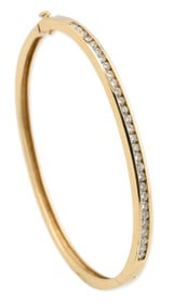 14K Yellow Gold and Diamond Channel Set Bangle/Bracelet