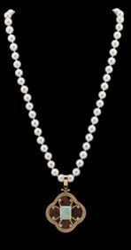 14K Gold Handmade Opal and Diamond Pendant